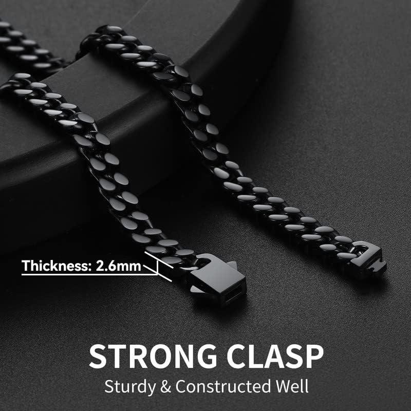 imageChainsHouse Stainless Steel Mens Cuban Link Chain Black 18K Gold Plated Miami Cuban Chain Necklace 5mm7mm9mm12mm14mm Width No Tarnishampamp Durable Hip Hop Mens Jewelry 18quot30quot Send Gift Boxc 5mm widthblack