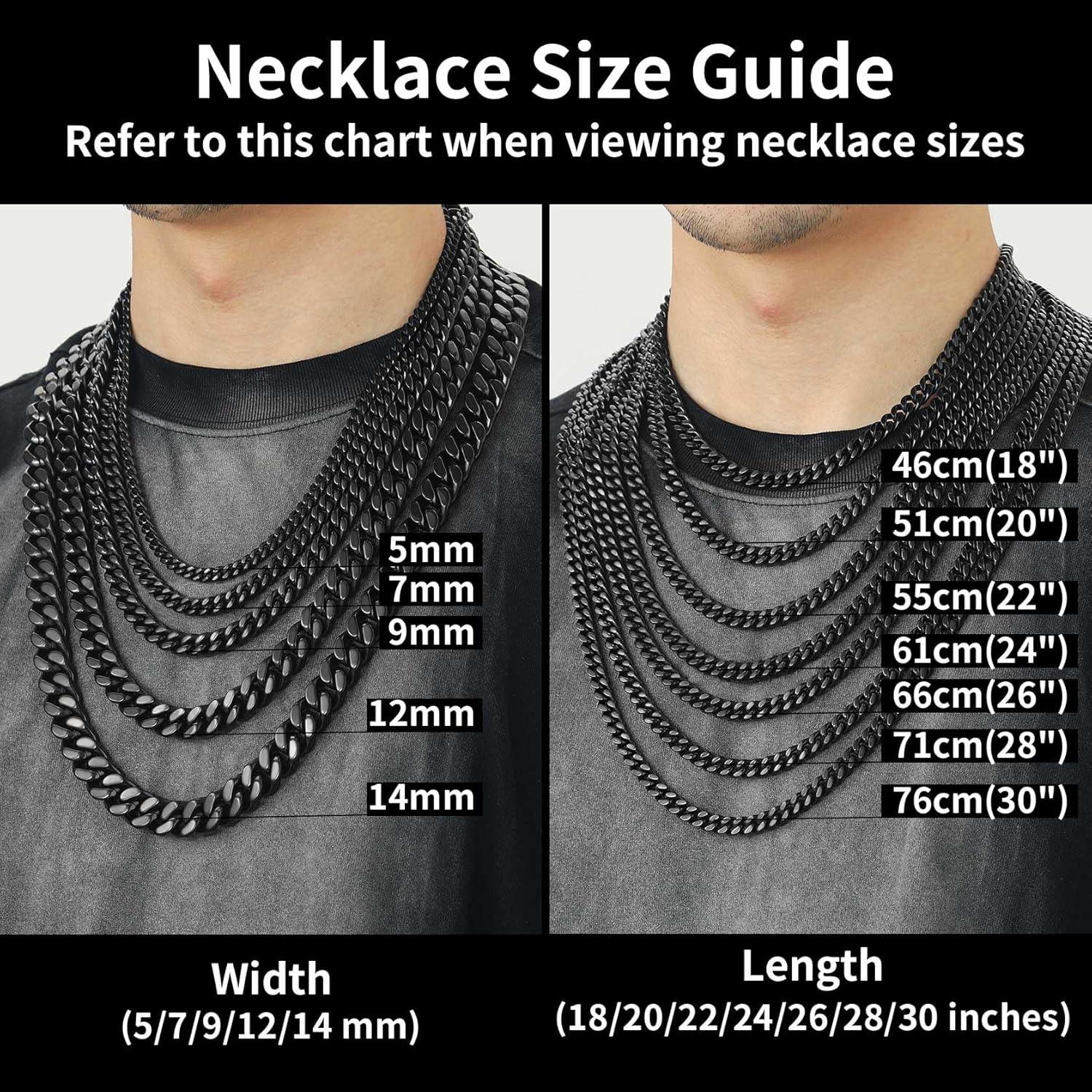 imageChainsHouse Stainless Steel Mens Cuban Link Chain Black 18K Gold Plated Miami Cuban Chain Necklace 5mm7mm9mm12mm14mm Width No Tarnishampamp Durable Hip Hop Mens Jewelry 18quot30quot Send Gift Boxc 9mm widthblack