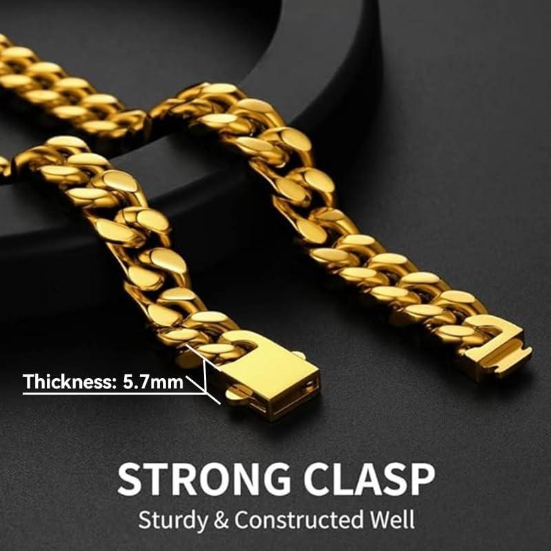 imageChainsHouse Stainless Steel Mens Cuban Link Chain Black 18K Gold Plated Miami Cuban Chain Necklace 5mm7mm9mm12mm14mm Width No Tarnishampamp Durable Hip Hop Mens Jewelry 18quot30quot Send Gift Boxf 12mm widthgold