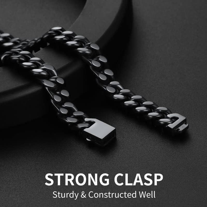 imageChainsHouse Stainless Steel Mens Cuban Link Chain Black 18K Gold Plated Miami Cuban Chain Necklace 5mm7mm9mm12mm14mm Width No Tarnishampamp Durable Hip Hop Mens Jewelry 18quot30quot Send Gift Boxc 9mm widthblack