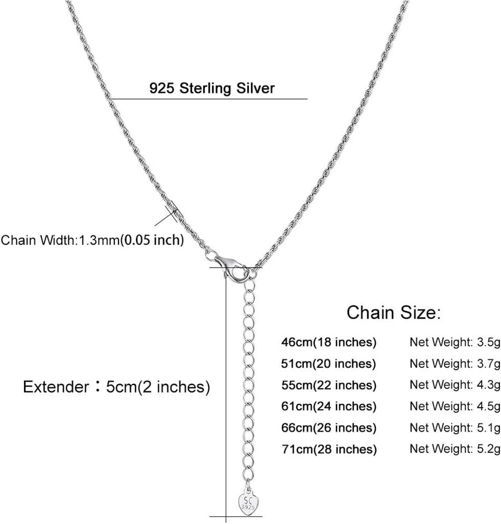 imageChainsHouse Sterling Silver Necklace CubanFigaroTwisted RopeRoloBox Chain No Tarnish Mens Women Jewelry 14quot30quot Send Gift BoxCSilver13mmTwisted Rope