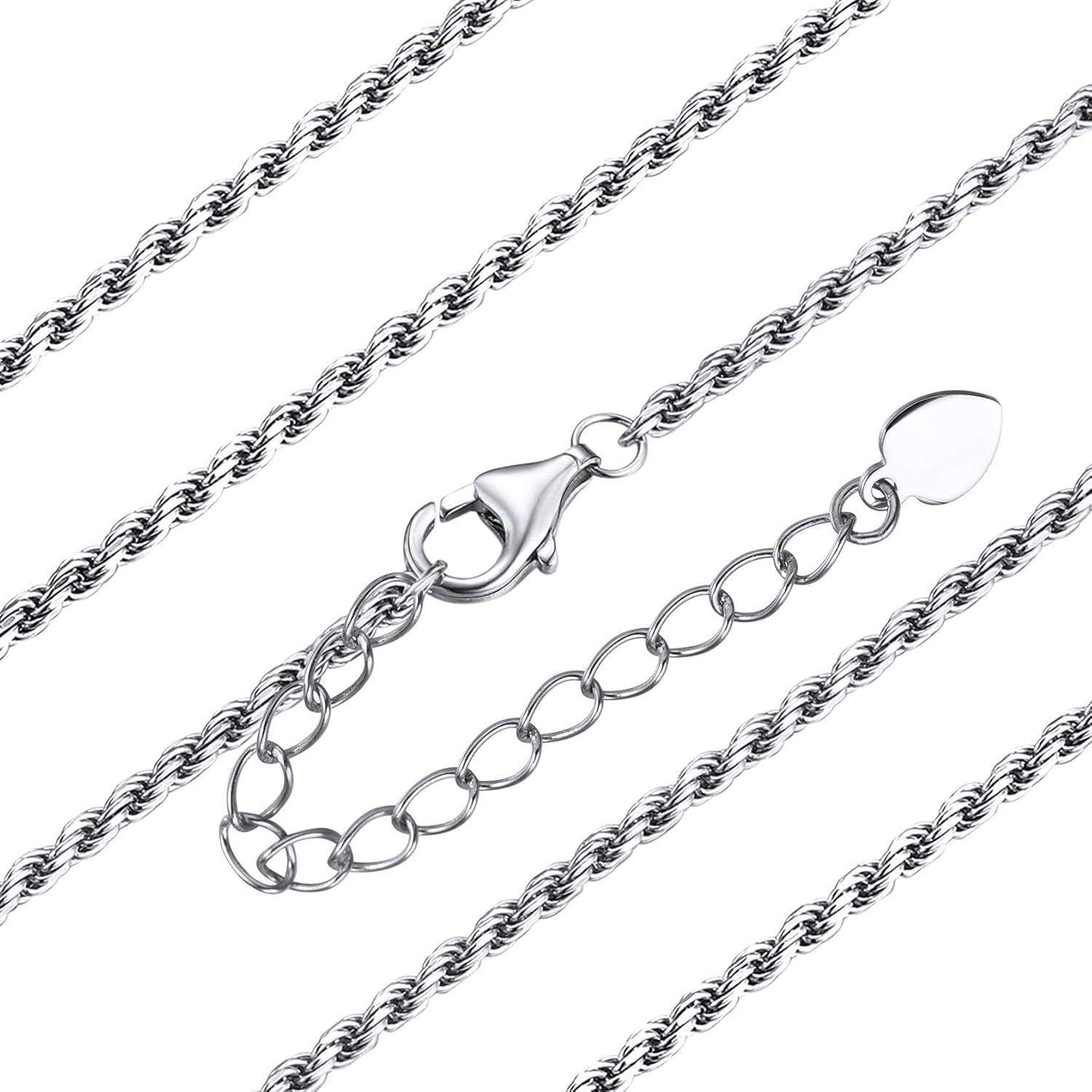 imageChainsHouse Sterling Silver Necklace CubanFigaroTwisted RopeRoloBox Chain No Tarnish Mens Women Jewelry 14quot30quot Send Gift BoxCSilver16mmTwisted Rope