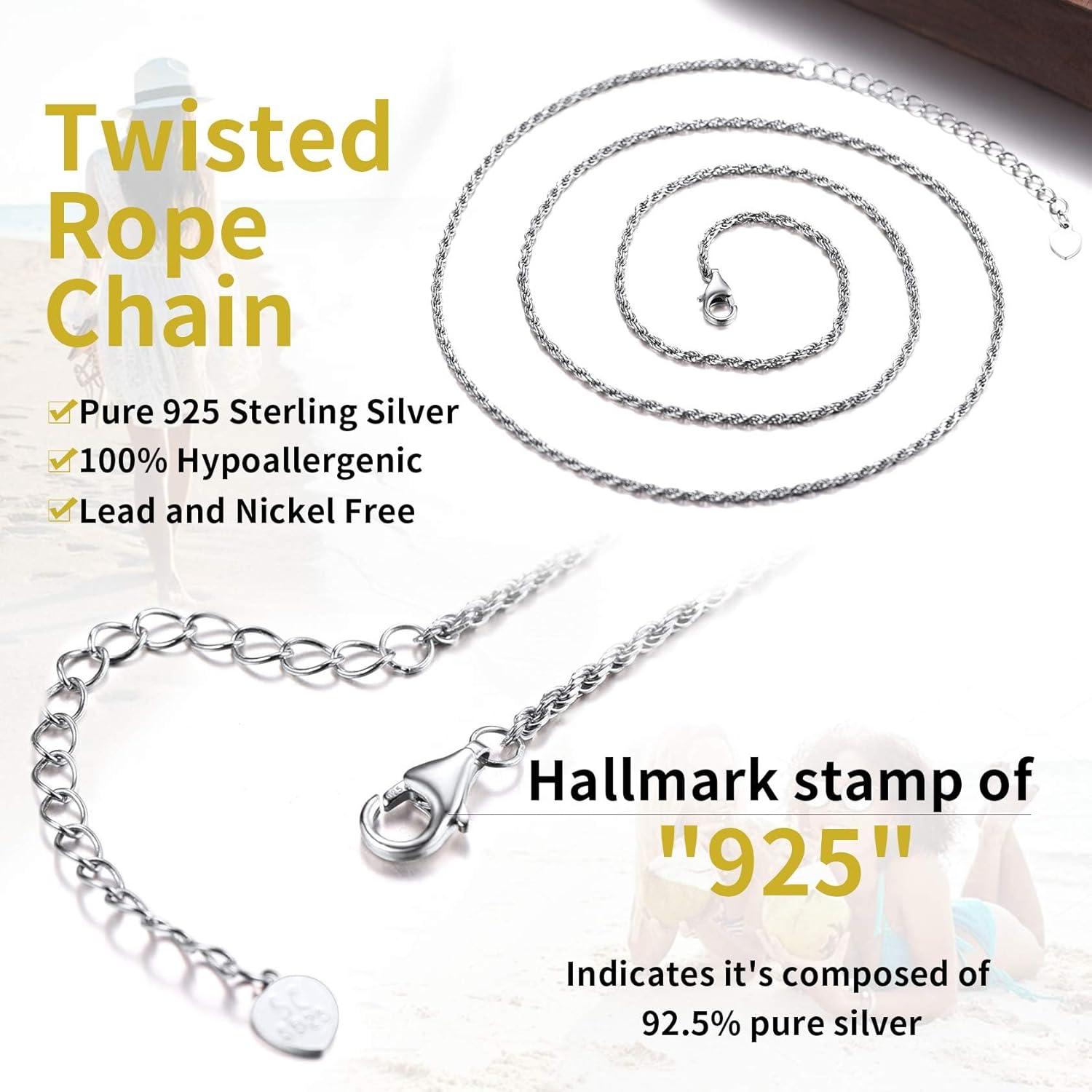 imageChainsHouse Sterling Silver Necklace CubanFigaroTwisted RopeRoloBox Chain No Tarnish Mens Women Jewelry 14quot30quot Send Gift BoxCSilver16mmTwisted Rope