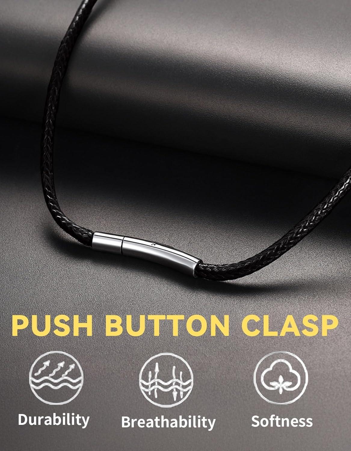 imageChainsHouse Waterproof Braided Black Leather Necklace Cord with Clasp Men Women DIY Rope Chain for Pendant Customize Available 1523mm Width 1618202224262830quot Length with Gift Boxa 3MM WideBlack