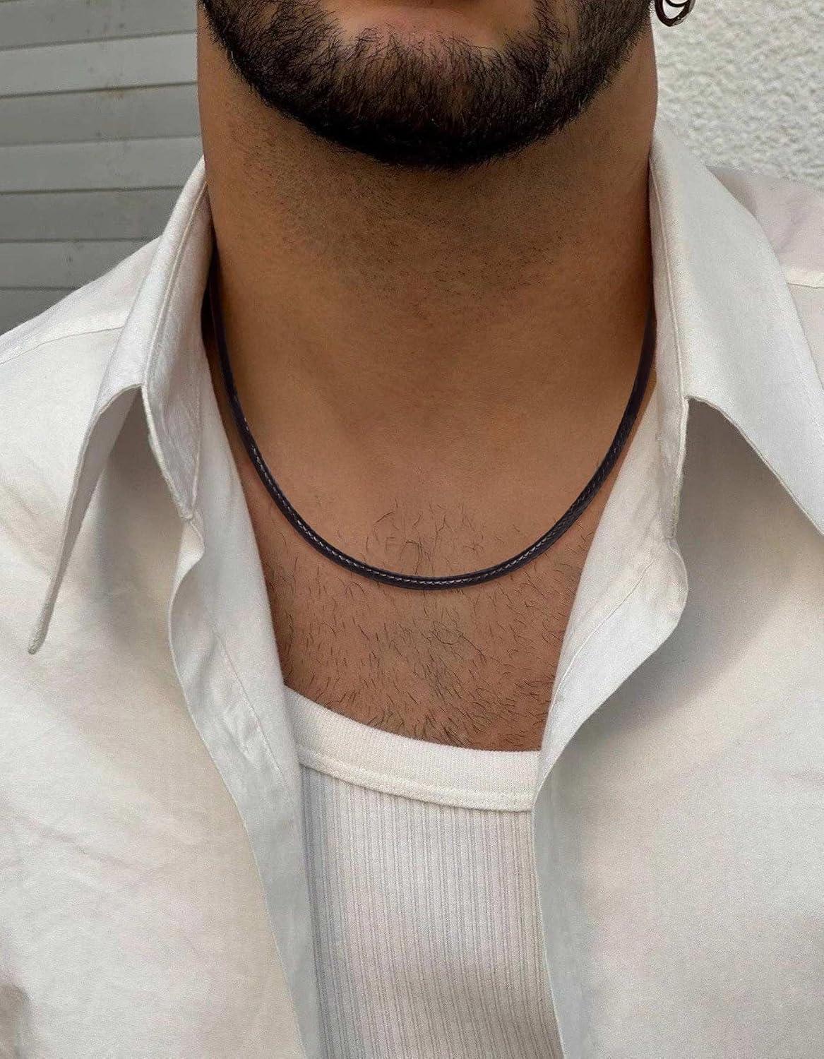 imageChainsHouse Waterproof Braided Black Leather Necklace Cord with Clasp Men Women DIY Rope Chain for Pendant Customize Available 1523mm Width 1618202224262830quot Length with Gift Boxd Black 3MM WideStainless Steel Clasp