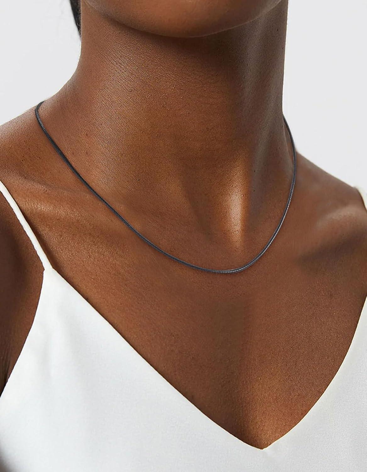 imageChainsHouse Waterproof Braided Black Leather Necklace Cord with Clasp Men Women DIY Rope Chain for Pendant Customize Available 1523mm Width 1618202224262830quot Length with Gift Boxf 2MM WideBlackCustom