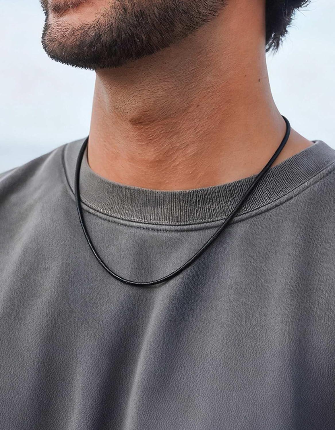 imageChainsHouse Waterproof Braided Black Leather Necklace Cord with Clasp Men Women DIY Rope Chain for Pendant Customize Available 1523mm Width 1618202224262830quot Length with Gift Boxd Black 3MM WideStainless Steel Clasp