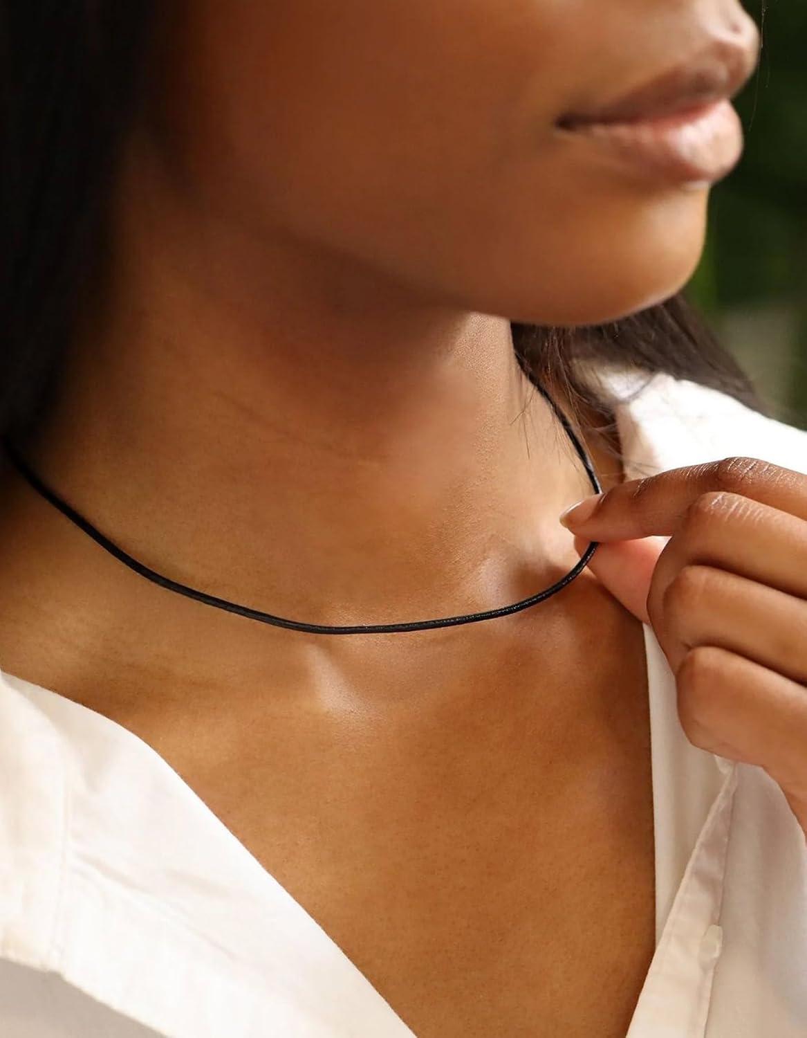 imageChainsHouse Waterproof Braided Black Leather Necklace Cord with Clasp Men Women DIY Rope Chain for Pendant Customize Available 1523mm Width 1618202224262830quot Length with Gift Boxd Black 2MM WideStainless Steel Clasp