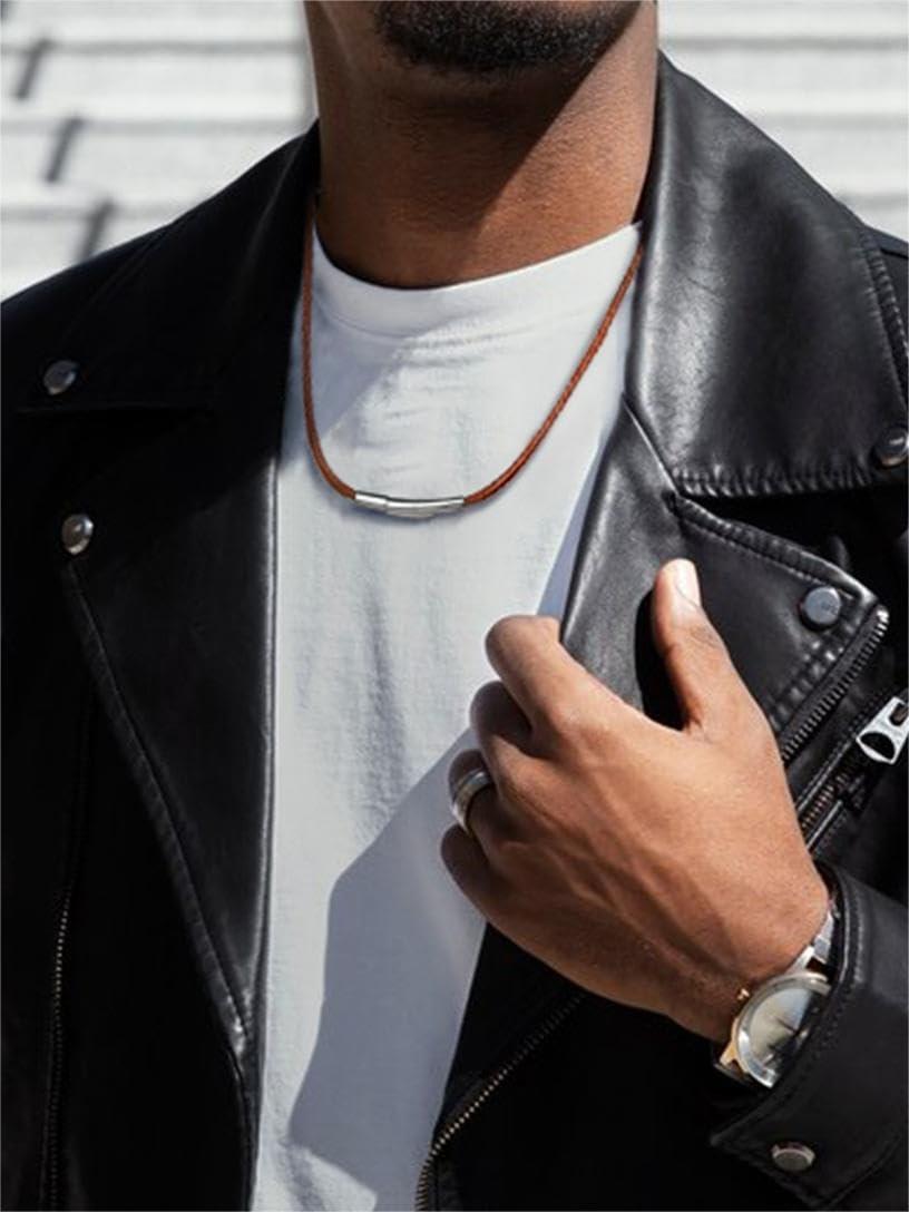 imageChainsHouse Waterproof Braided Black Leather Necklace Cord with Clasp Men Women DIY Rope Chain for Pendant Customize Available 1523mm Width 1618202224262830quot Length with Gift Boxg 3MM WideBrownCustom