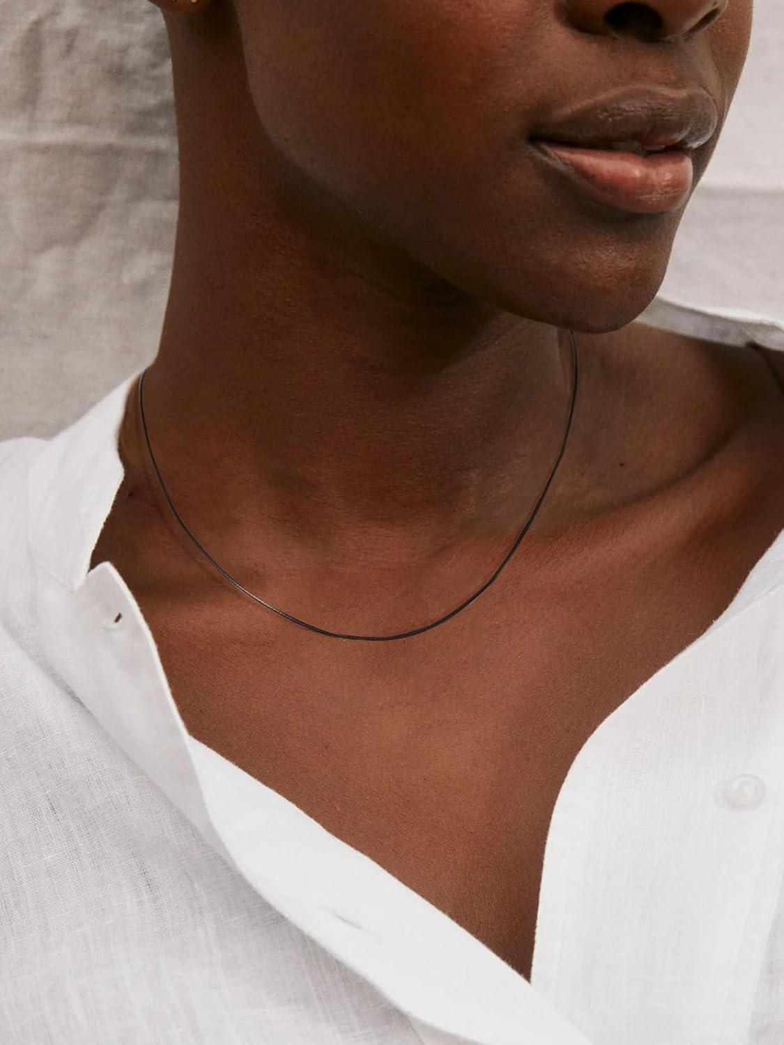 imageChainsHouse Waterproof Braided Black Leather Necklace Cord with Clasp Men Women DIY Rope Chain for Pendant Customize Available 1523mm Width 1618202224262830quot Length with Gift Boxc Black 1MM WideSterling Silver Clasp