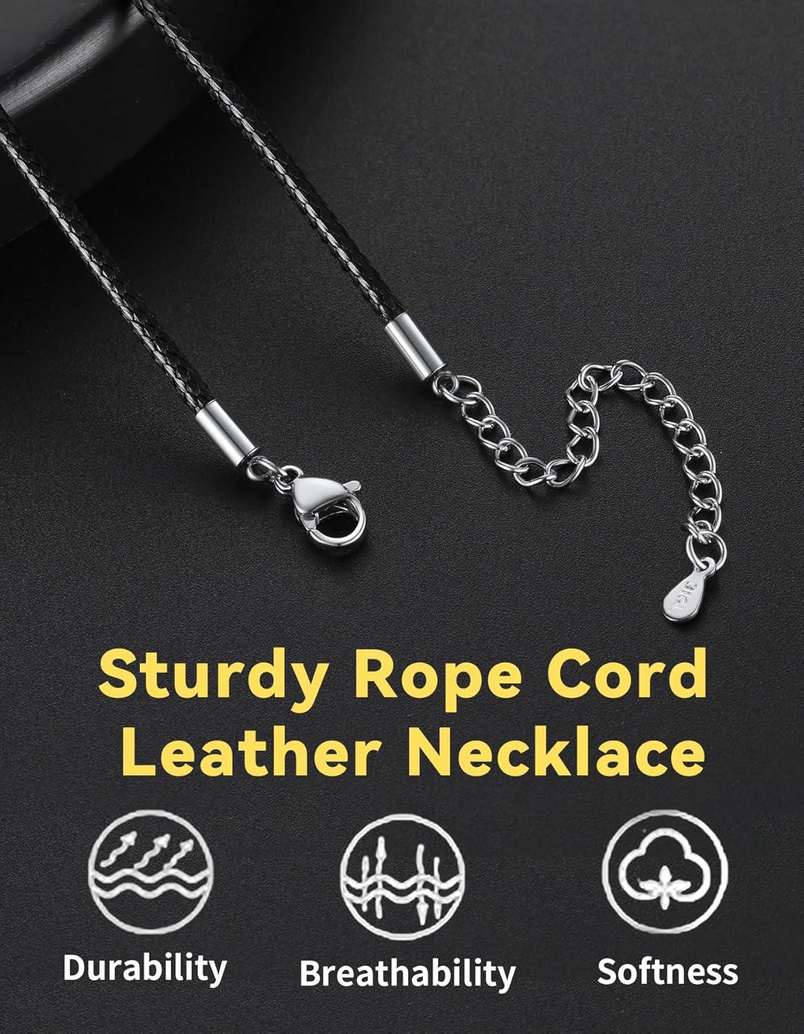 imageChainsHouse Waterproof Braided Black Leather Necklace Cord with Clasp Men Women DIY Rope Chain for Pendant Customize Available 1523mm Width 1618202224262830quot Length with Gift Boxd Black 2MM WideStainless Steel Clasp