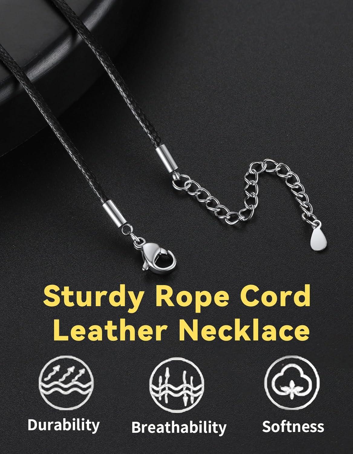 imageChainsHouse Waterproof Braided Black Leather Necklace Cord with Clasp Men Women DIY Rope Chain for Pendant Customize Available 1523mm Width 1618202224262830quot Length with Gift Boxd Black 15MM WideStainless Steel Clasp