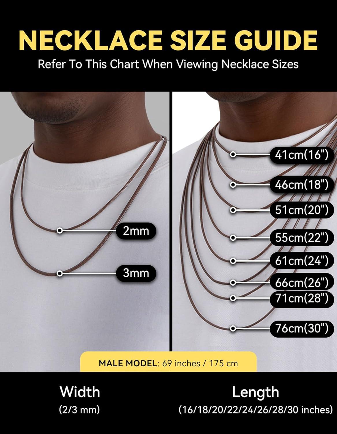 imageChainsHouse Waterproof Braided Black Leather Necklace Cord with Clasp Men Women DIY Rope Chain for Pendant Customize Available 1523mm Width 1618202224262830quot Length with Gift Boxb 3MM WideBrown