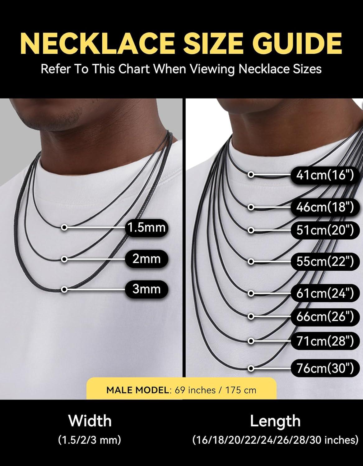 imageChainsHouse Waterproof Braided Black Leather Necklace Cord with Clasp Men Women DIY Rope Chain for Pendant Customize Available 1523mm Width 1618202224262830quot Length with Gift Boxd Black 3MM WideStainless Steel Clasp