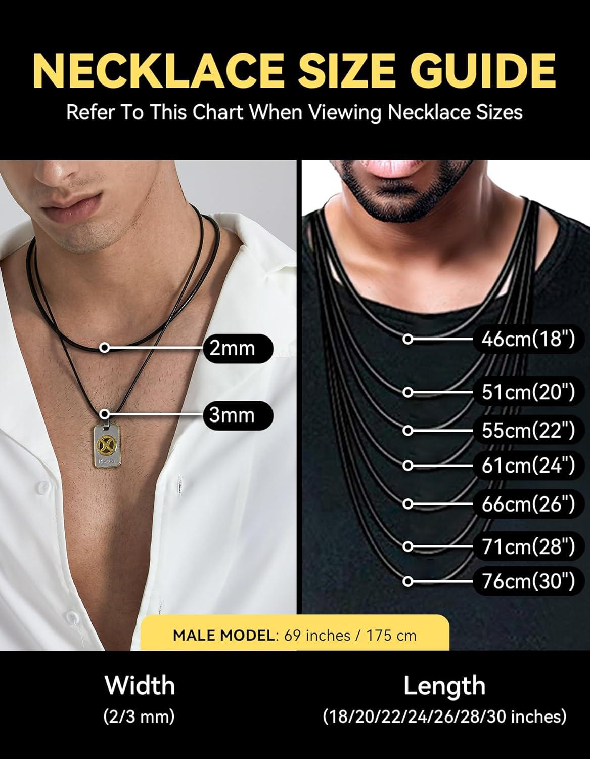 imageChainsHouse Waterproof Braided Black Leather Necklace Cord with Clasp Men Women DIY Rope Chain for Pendant Customize Available 1523mm Width 1618202224262830quot Length with Gift Boxf 2MM WideBlackCustom