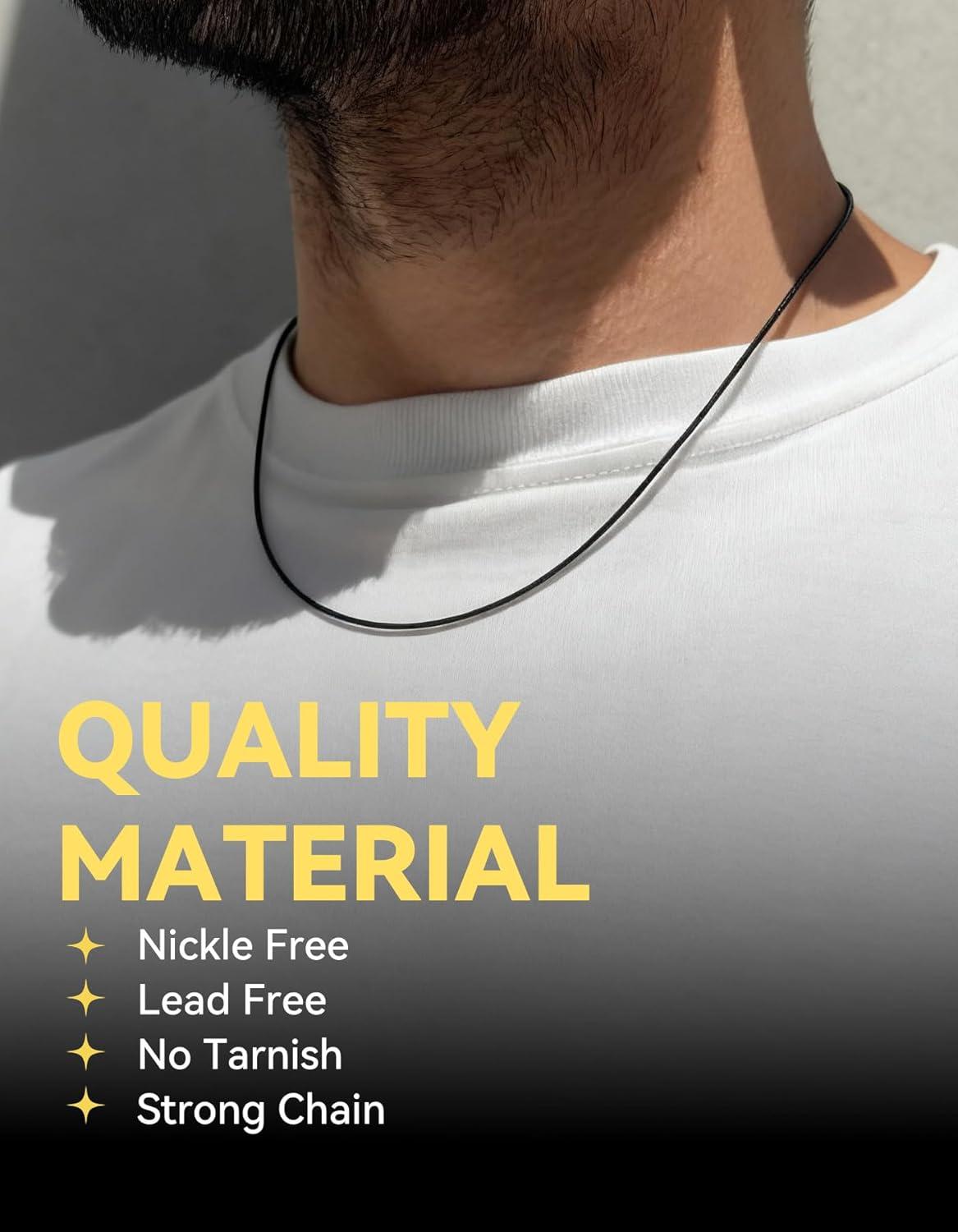 imageChainsHouse Waterproof Braided Black Leather Necklace Cord with Clasp Men Women DIY Rope Chain for Pendant Customize Available 1523mm Width 1618202224262830quot Length with Gift Boxd Black 15MM WideStainless Steel Clasp