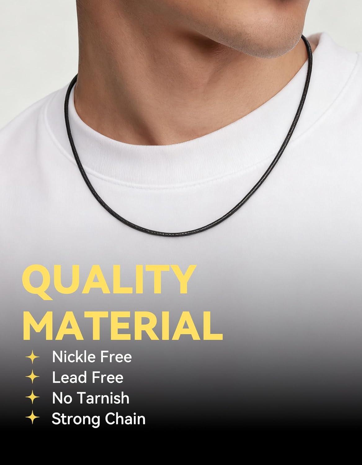 imageChainsHouse Waterproof Braided Black Leather Necklace Cord with Clasp Men Women DIY Rope Chain for Pendant Customize Available 1523mm Width 1618202224262830quot Length with Gift Boxd Black 2MM WideStainless Steel Clasp