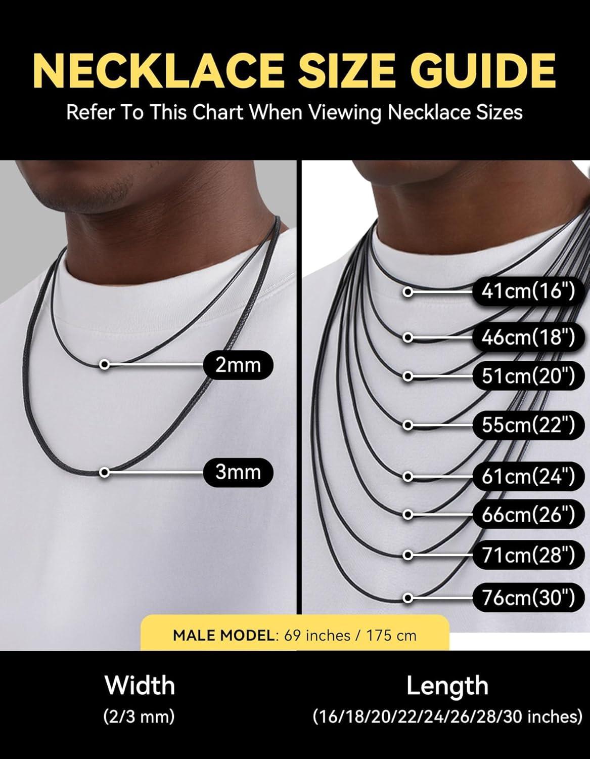 imageChainsHouse Waterproof Braided Black Leather Necklace Cord with Clasp Men Women DIY Rope Chain for Pendant Customize Available 1523mm Width 1618202224262830quot Length with Gift Boxa 3MM WideBlack