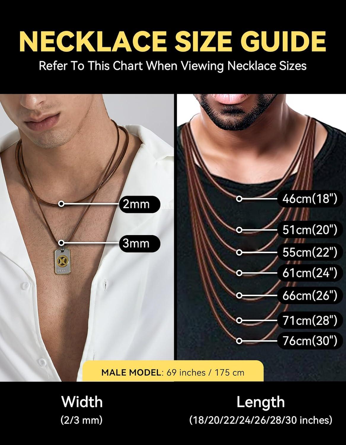 imageChainsHouse Waterproof Braided Black Leather Necklace Cord with Clasp Men Women DIY Rope Chain for Pendant Customize Available 1523mm Width 1618202224262830quot Length with Gift Boxg 2MM WideBrownCustom