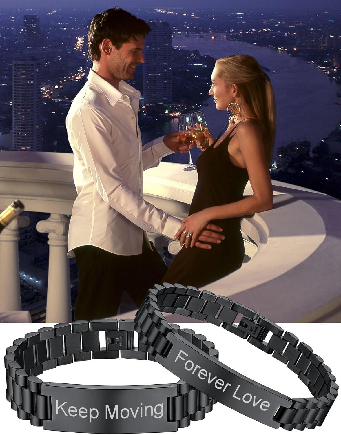 imageChainsHouse Wristband ID Bracelets for Men Stainless Steel18K GoldBlack Metal Plated Personalized Engrave Chunky Bracelet Bangle with Removal Tool 15MM155MM Width 827866 Inch Lengtht A SetBlackCutom