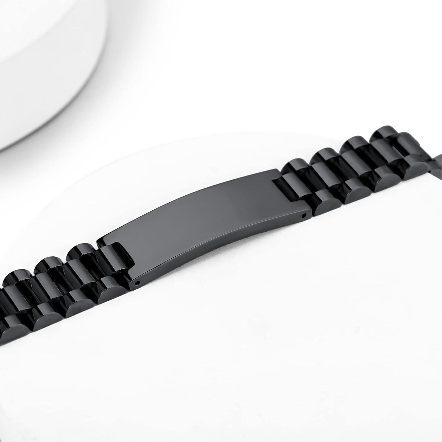 imageChainsHouse Wristband ID Bracelets for Men Stainless Steel18K GoldBlack Metal Plated Personalized Engrave Chunky Bracelet Bangle with Removal Tool 15MM155MM Width 827866 Inch Lengthe 15mm widthBlack