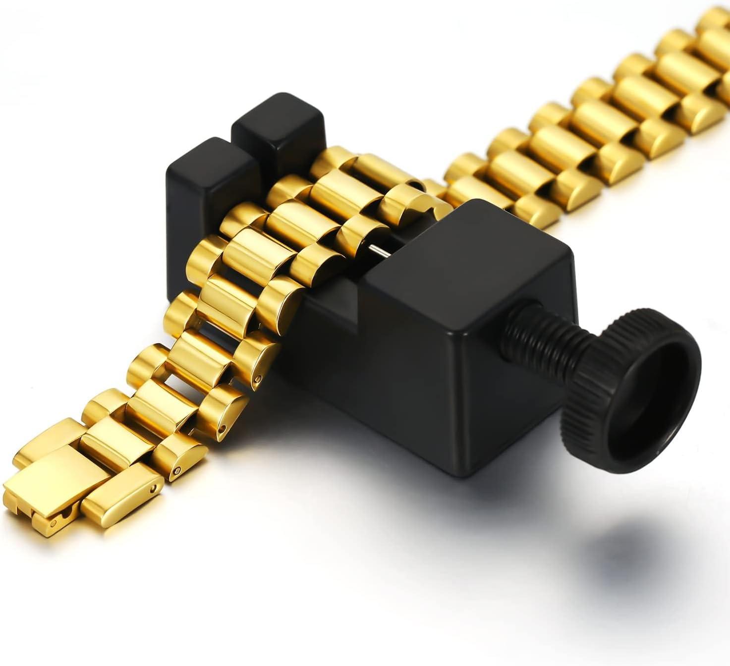 imageChainsHouse Wristband ID Bracelets for Men Stainless Steel18K GoldBlack Metal Plated Personalized Engrave Chunky Bracelet Bangle with Removal Tool 15MM155MM Width 827866 Inch Lengthi 155mm widthGold