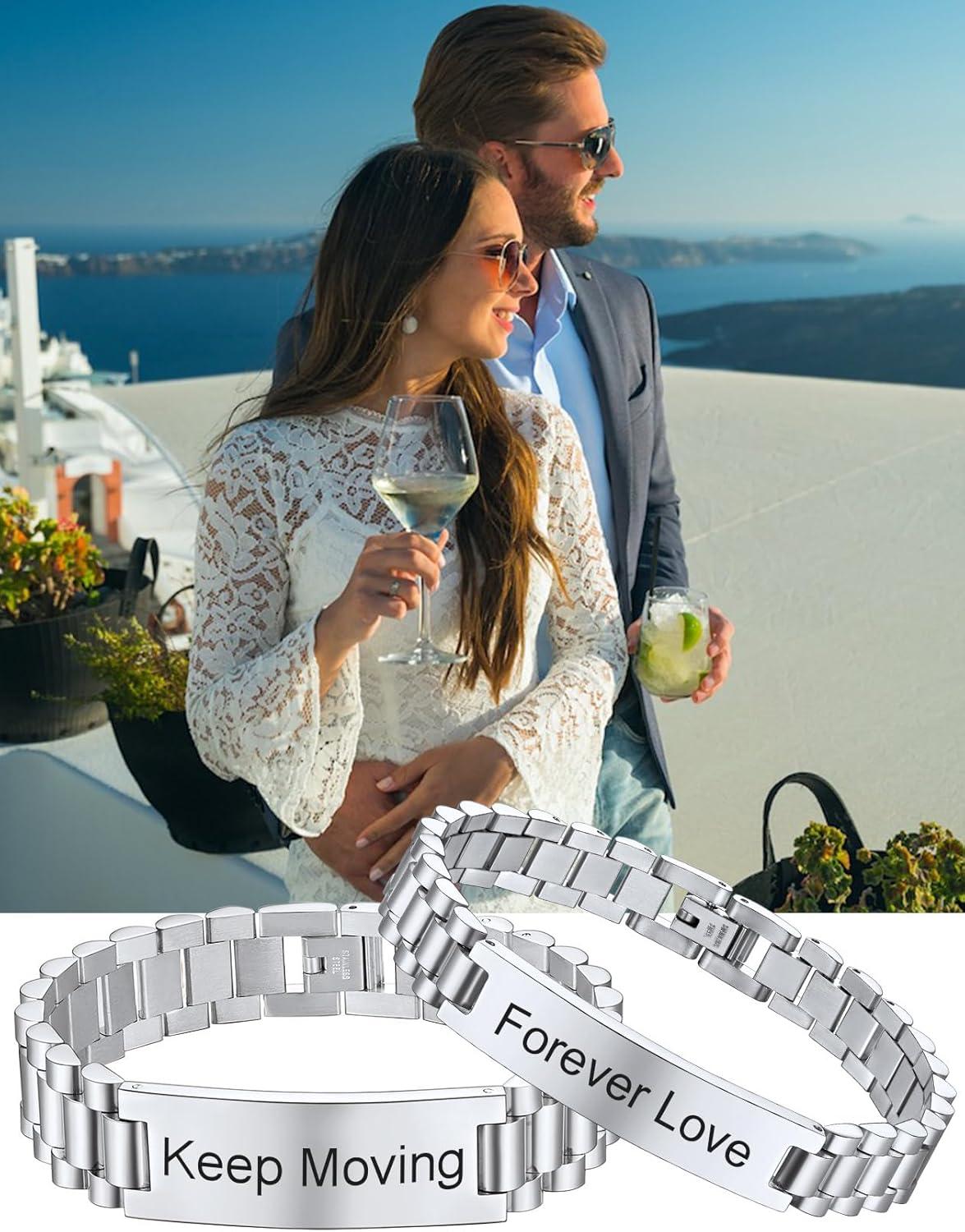 imageChainsHouse Wristband ID Bracelets for Men Stainless Steel18K GoldBlack Metal Plated Personalized Engrave Chunky Bracelet Bangle with Removal Tool 15MM155MM Width 827866 Inch Lengths A SetSteelCutom