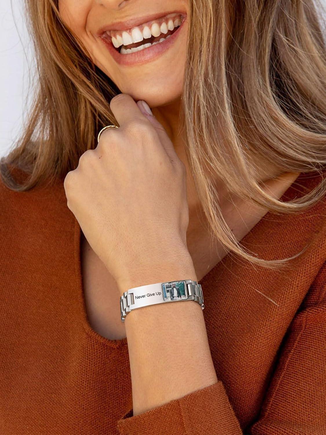 imageChainsHouse Wristband ID Bracelets for Men Stainless Steel18K GoldBlack Metal Plated Personalized Engrave Chunky Bracelet Bangle with Removal Tool 15MM155MM Width 827866 Inch Lengthp 15mm widthSteelphoto custom