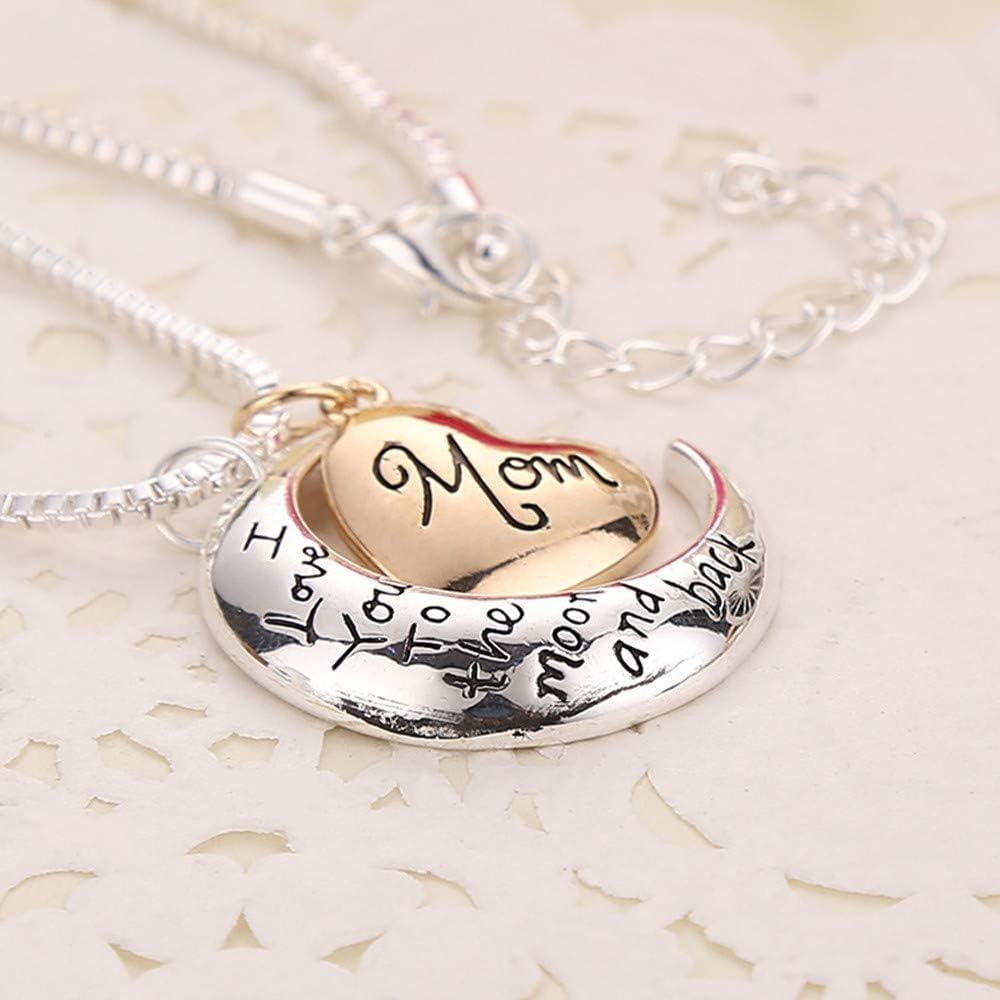 imageORANGELOVE 18K White Gold Plated Mom I Love You To The Moon And Back Engraved Hypoallergenic Pendent Necklace Gift for Women