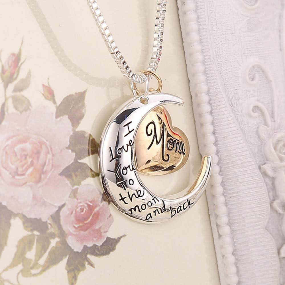 imageORANGELOVE 18K White Gold Plated Mom I Love You To The Moon And Back Engraved Hypoallergenic Pendent Necklace Gift for Women