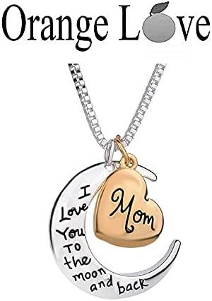 imageORANGELOVE 18K White Gold Plated Mom I Love You To The Moon And Back Engraved Hypoallergenic Pendent Necklace Gift for Women