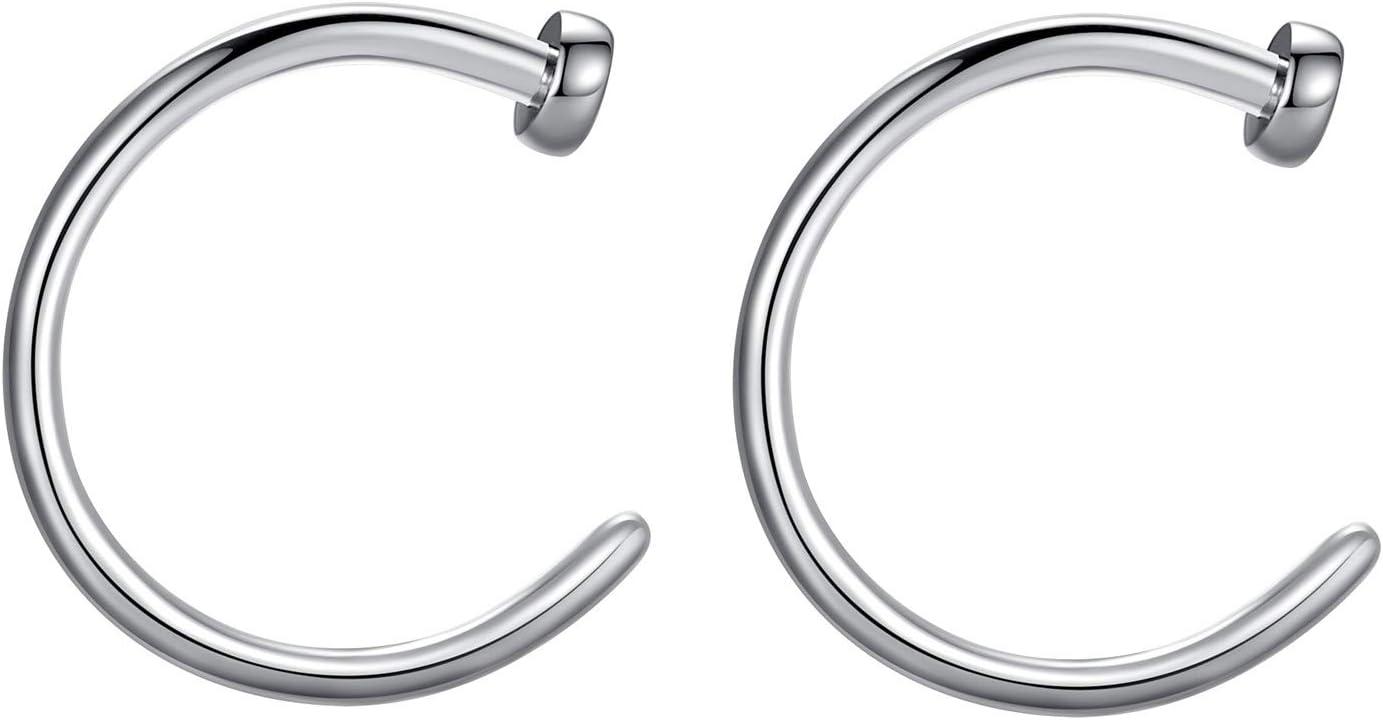 imageORANGELOVE 316L Surgical Steel Faux Piercing Jewelry Fake Open Hoop Nose Ring Faux Helix Cartilage Lip Septum Jewelry 18g 20g 22g Perfect Basics Comfort Fit 6mm 7mm 8mm 9mm 10mm 11mm 12mm
