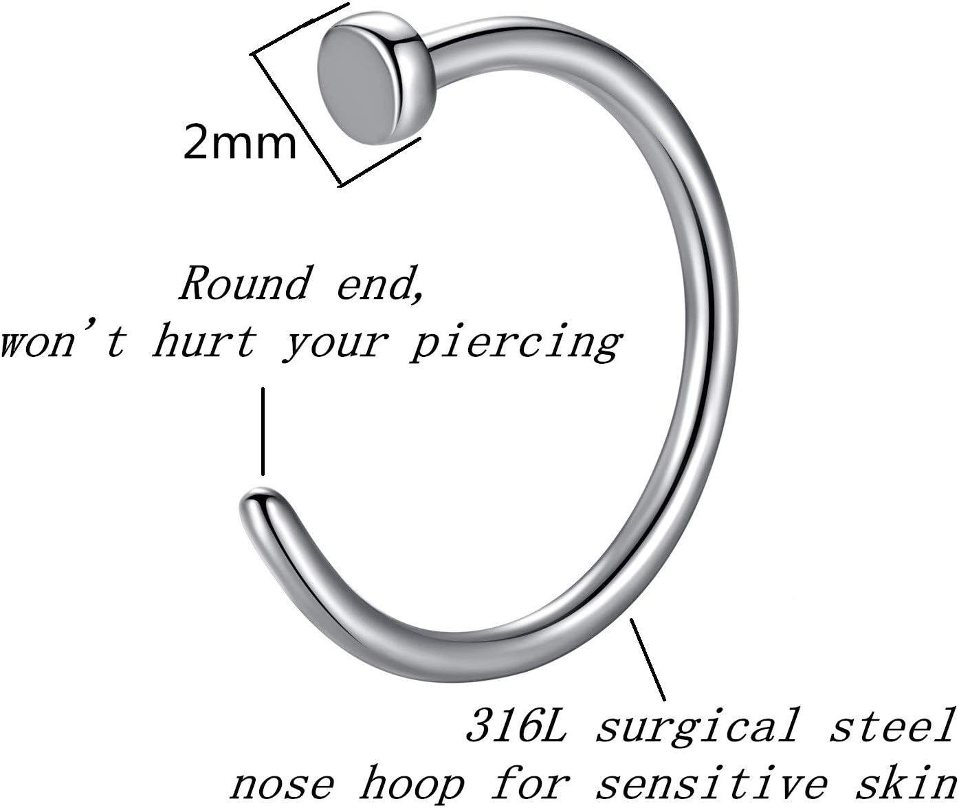 imageORANGELOVE 316L Surgical Steel Faux Piercing Jewelry Fake Open Hoop Nose Ring Faux Helix Cartilage Lip Septum Jewelry 18g 20g 22g Perfect Basics Comfort Fit 6mm 7mm 8mm 9mm 10mm 11mm 12mm