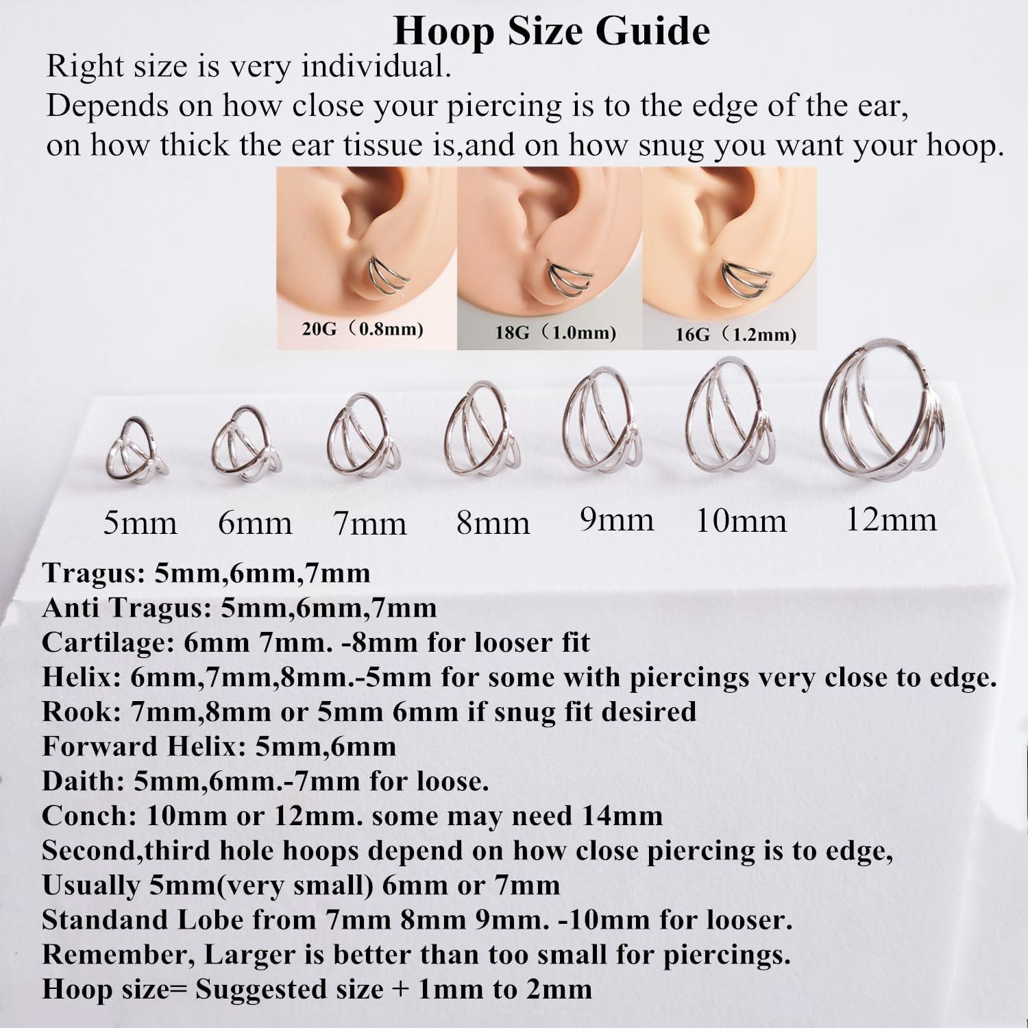 imageORANGELOVE 316L Surgical Steel Hinge Triple Hoop Segment Nose Rings Cartilage Hoop Seamless Hinged Clicker Ear Piercing for Helix Tragus Conch Cartilage Nostril Piercings 20G 18G 16GSilverTriple Hoop