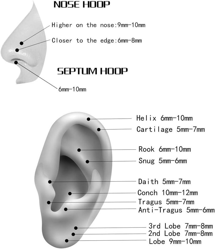 imageORANGELOVE 316L Surgical Steel Hinge Triple Hoop Segment Nose Rings Cartilage Hoop Seamless Hinged Clicker Ear Piercing for Helix Tragus Conch Cartilage Nostril Piercings 20G 18G 16GBlackTriple Hoop