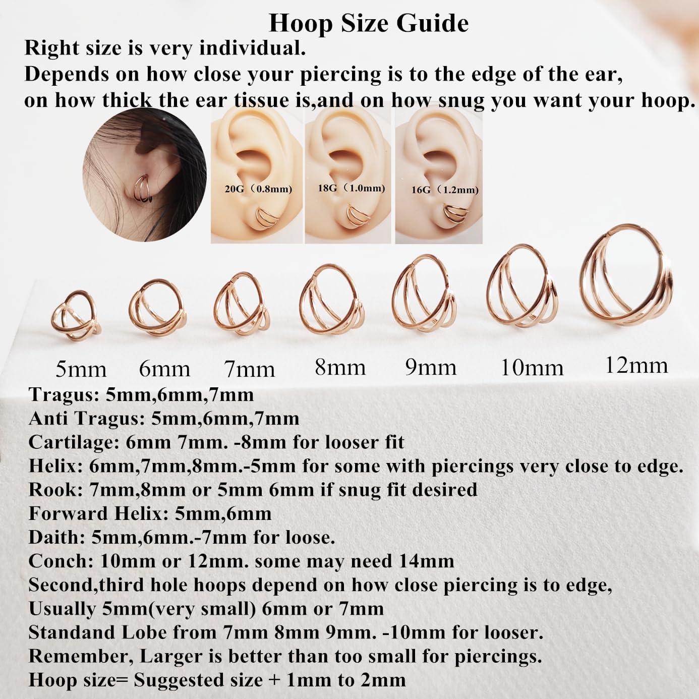 imageORANGELOVE 316L Surgical Steel Hinge Triple Hoop Segment Nose Rings Cartilage Hoop Seamless Hinged Clicker Ear Piercing for Helix Tragus Conch Cartilage Nostril Piercings 20G 18G 16GRose GoldTriple Hoop