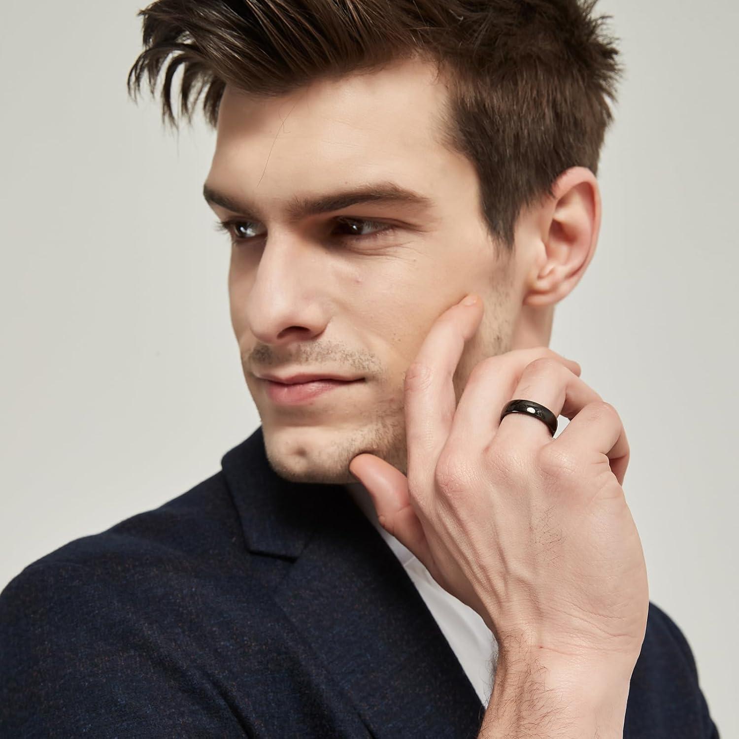 imageTRUMIUM 2mm 4mm 6mm 8mm Black Tungsten Ring for Men Women Wedding Band Domed High Polish Comfort Fit 4156mm Black