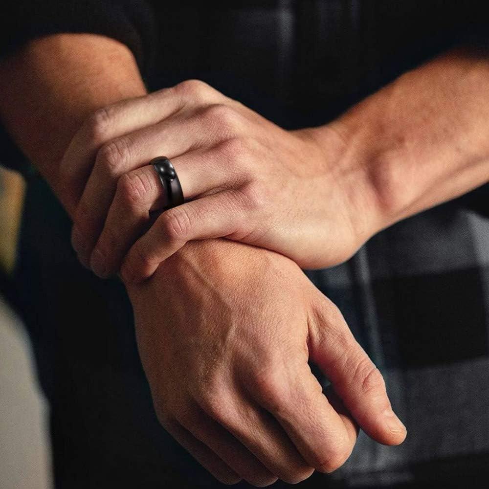 imageTRUMIUM 2mm 4mm 6mm 8mm Black Tungsten Ring for Men Women Wedding Band Domed High Polish Comfort Fit 4158mm Black