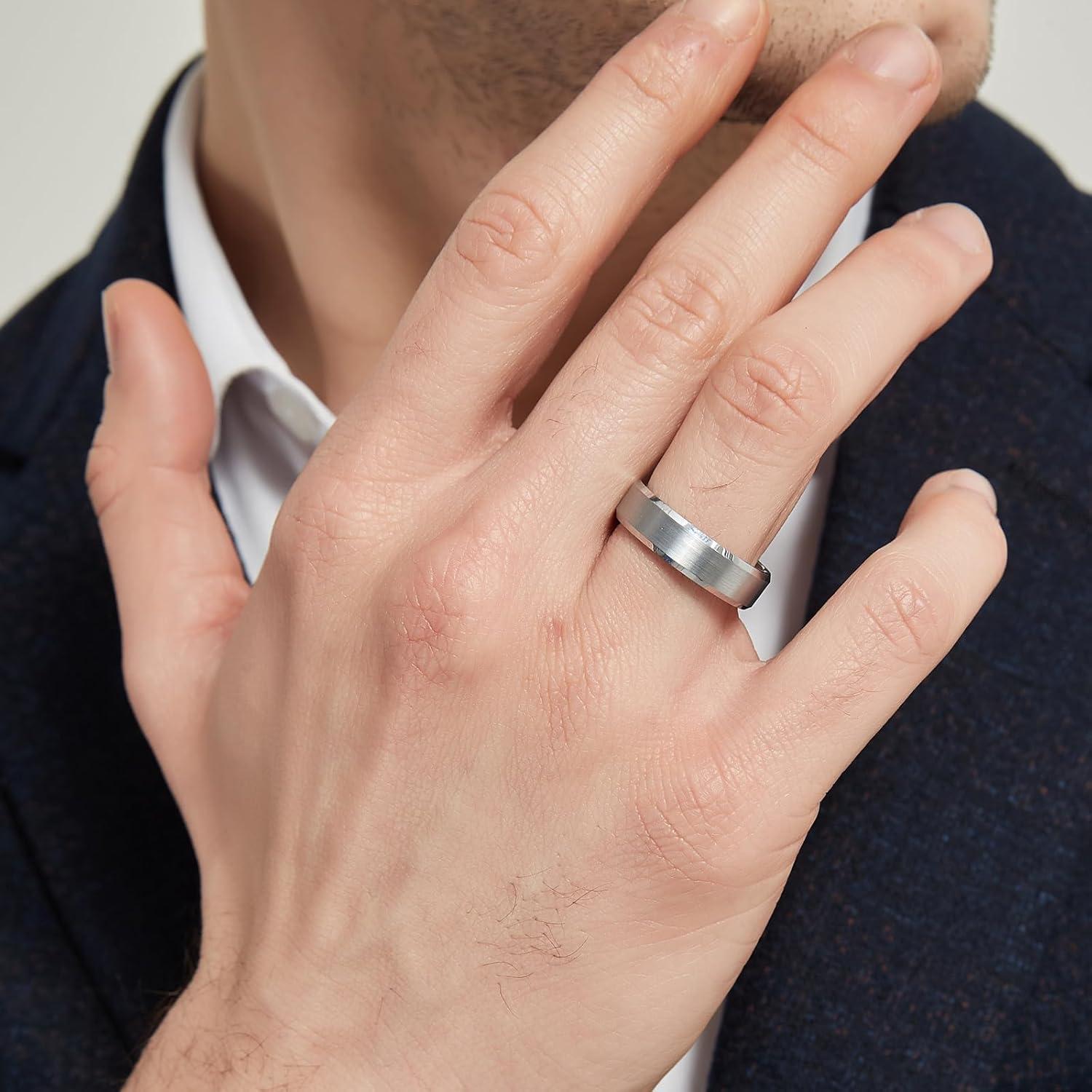 imageTRUMIUM 4mm 6mm 8mm Tungsten Wedding Band Ring for Men Women Silver Plated Matte Finished Engagement Rings Comfort Fit 4156mm silver plated