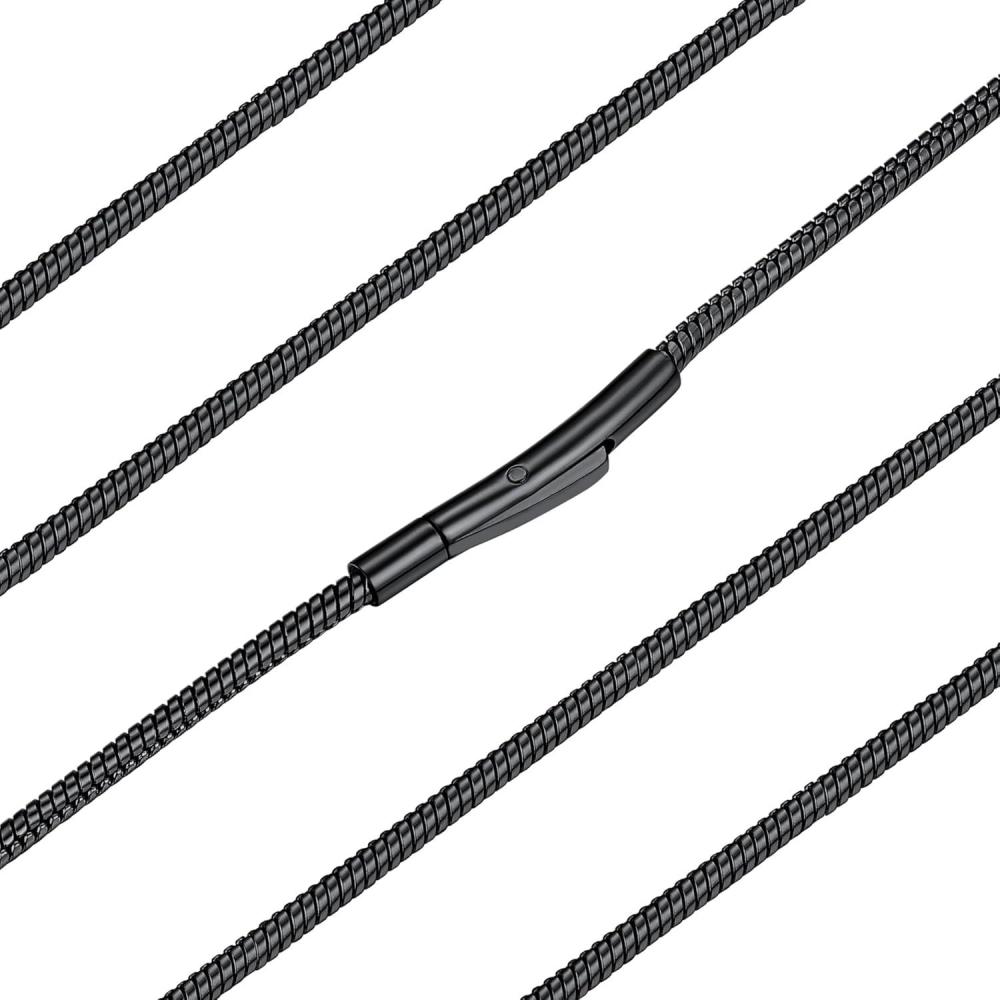 imageChainsHouse 2MM Snake Chain Necklace for Men 14K GoldBlackStainless Steel Simple Chains for Pendants or Solo Wear Hypoallergenic Mens Jewelry Gift for Father 16quot30quot LengthC Black