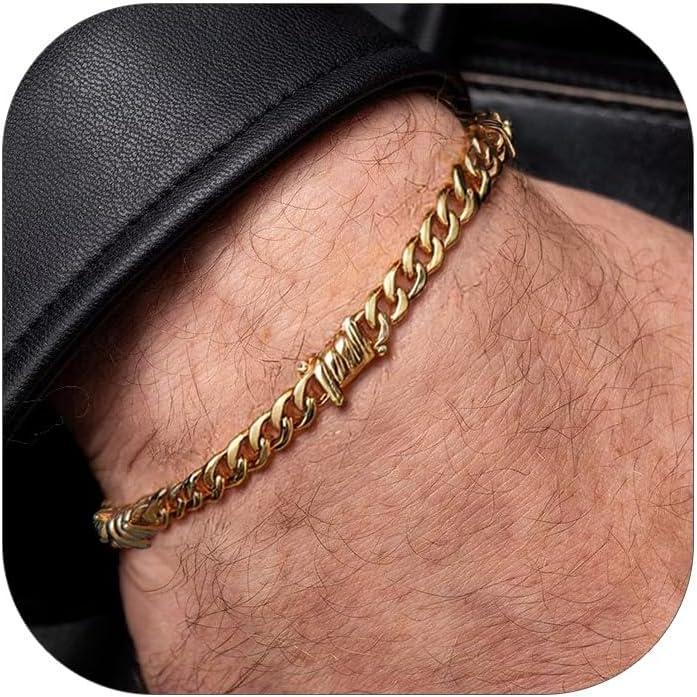 imageChainsHouse Barbed Wire Bracelet Cuban Link Chain Bracelet for Men Stainless Steel Gothic Punk Thorns Hand Chain Hip Hop Jewelry 57912mm Width 7quot83quot Length Send Gift BoxE5mmShiny Gold