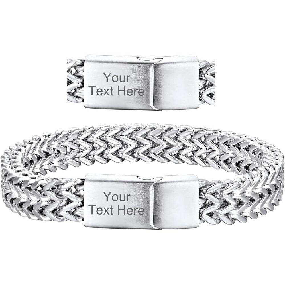 imageChainsHouse Bracelet for Men Franco Curb Chain Link with Sturdy Clasp 75839 Inches Length 61012MM Width Bracelet Chain Gift for Dad Husband Fathers Day BirthdayK 10mmSteelCustom