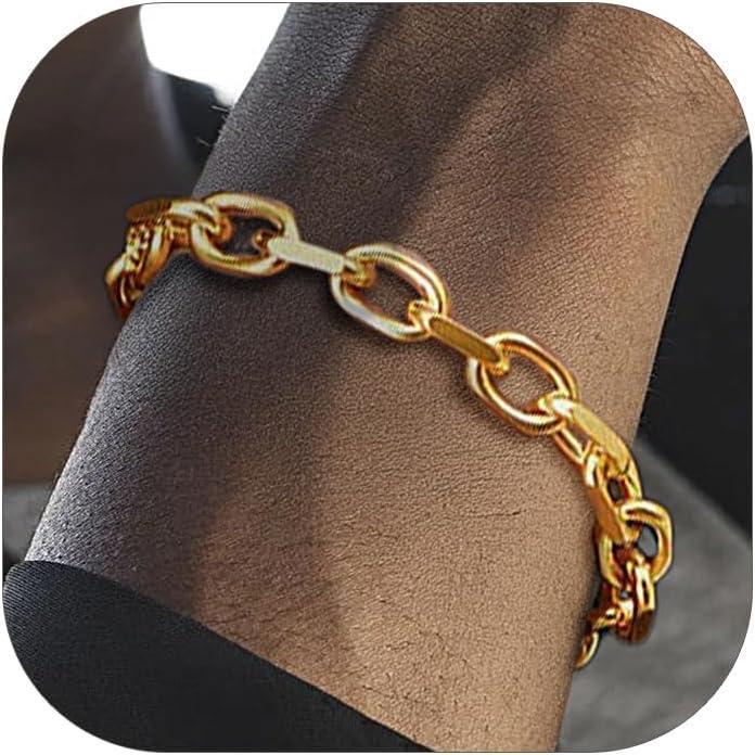 imageChainsHouse Cable Chain Link Bracelet for Men Women 7mm9mm12mm Width 7583quot Length 316L Stainless Steel18K Gold ToneBlack Send Gift Boxh 9mm gold