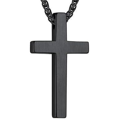 imageChainsHouse Cross Necklace for Men Black18K Gold PlatedStainless Steel Christian Jewelry Cross Pendant Necklace for Men with Gift Boxc Plain CrossBlack