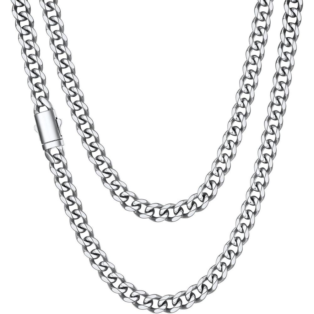 imageChainsHouse Cuban Link Chain for Men Stainless Steel Cuban Link Chain Black 14K Gold Plated Cuban Chain Necklace 6mm9mm12mm Width Hip Hop Mens Jewelry 18quot30quot Send Gift Boxa 6mm widthsteel