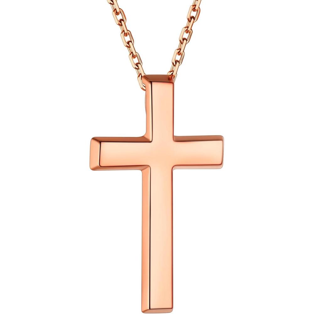 imageChainsHouse Cubic Zirconia Cross Necklace for Women Elegant Layered Cross Pendant Religious Crucifix Tiny Cross Necklaces for Women Girls Send Gift Boxa Classic Cross Rose Gold