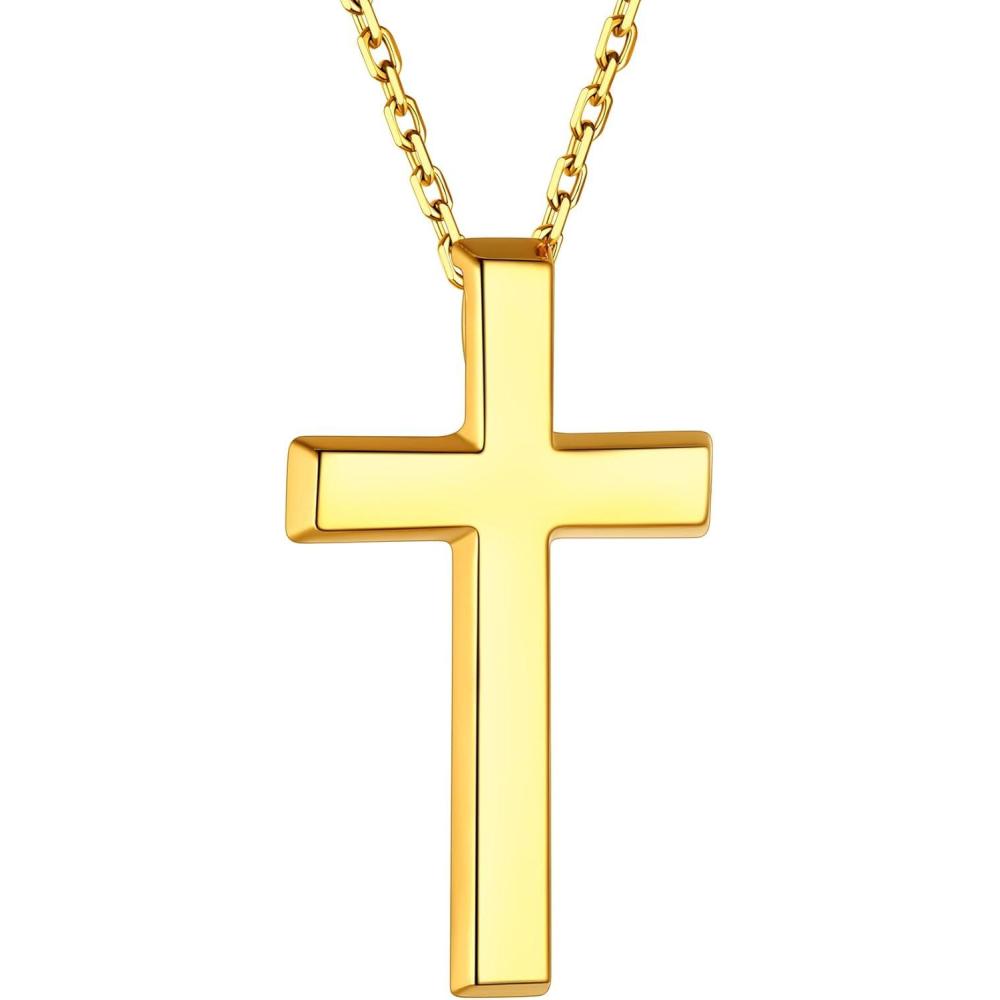 imageChainsHouse Cubic Zirconia Cross Necklace for Women  Elegant Layered Cross Pendant  Religious Crucifix Tiny Cross Necklaces for Women Girls Send Gift Boxa Classic Cross  Gold