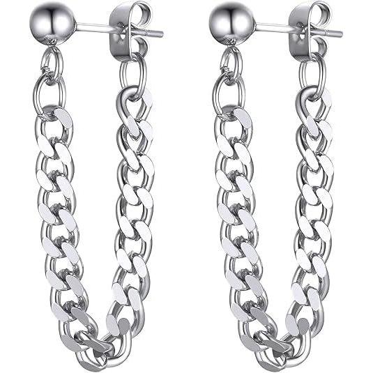 imageChainsHouse Dangle Earrings for Men Women Stainless Steel Drop Chain Earring