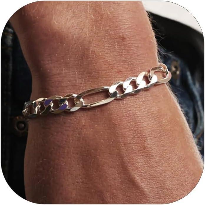 imageChainsHouse Figaro Link Chain Bracelet Stainless SteelBlack18K Gold Plated Wrist Bracelets for Men Women 6MM13MM 75quot83quot Send Gift Boxe 9mmstainless