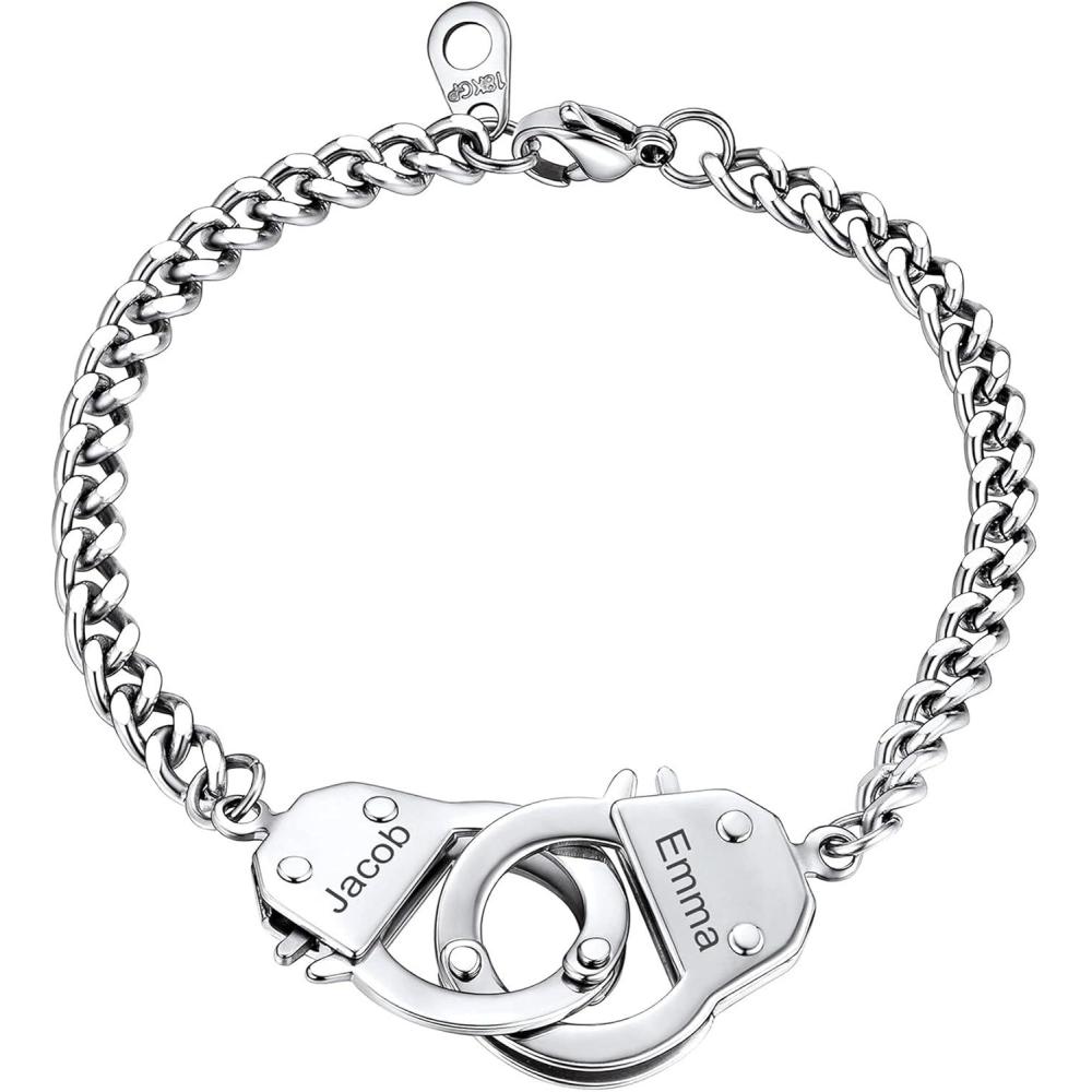 imageChainsHouse Handcuff Link Bracelet for Men Women 18K GoldBlack MetalStainless Steel Biker Curb Chain Friendship Best Friends Statement Bangles Bracelets Send Gift BoxD StainlessCustom